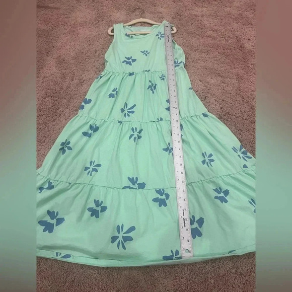 Unacoo long tiered maxi dress sleeveless girls xl green with blue flowers - Picture 11 of 14